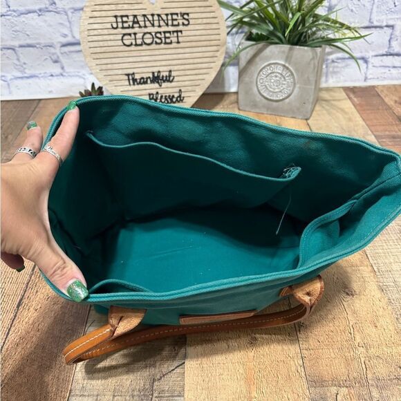 Blake Jones Designs Tote Should Bag Teal Canvas Leather Strap - Picture 11 of 11
